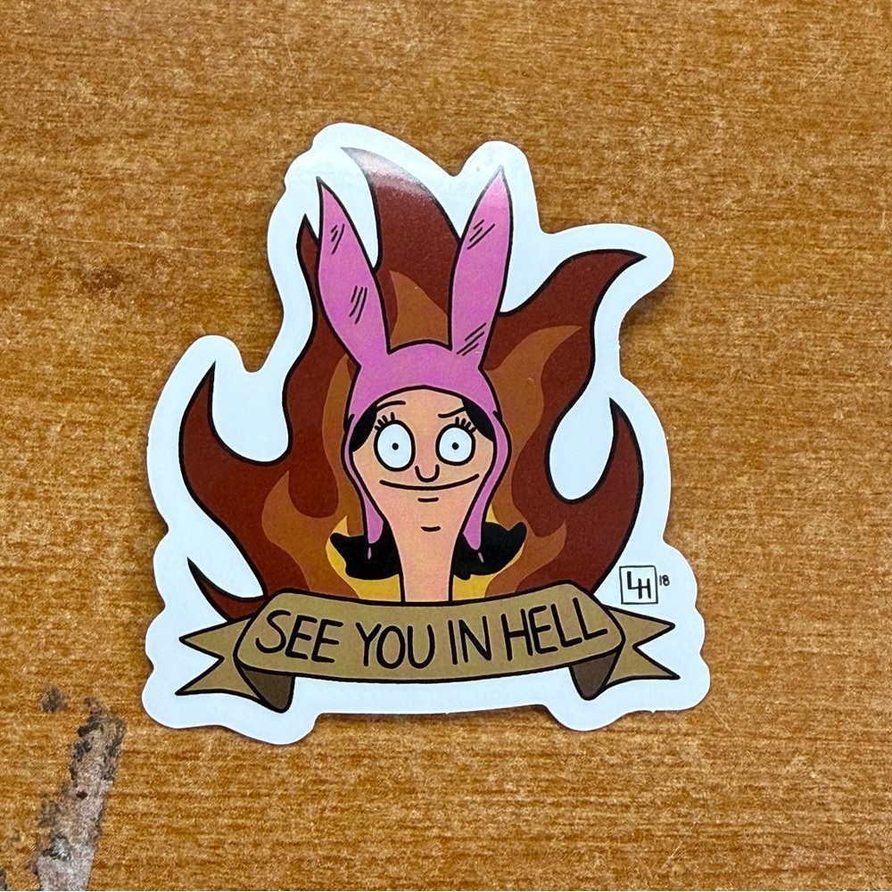 Cartoon‎ Character Sticker with Pink Hat